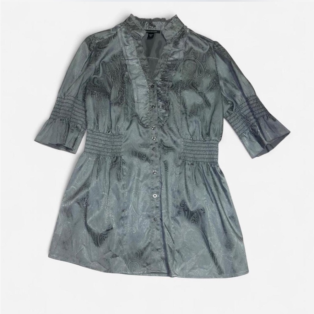 Ashley Stewart Jacquard Paisley Tunic Ruffled Blouse 18W